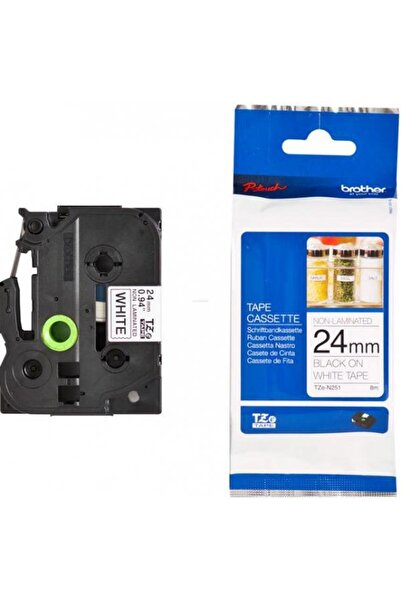 Brother TZEN251 Non-Laminated Tape, 24mm/8m (Black/White)