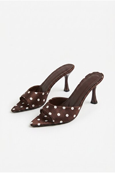 Efnaz style Women's Polka Dot Pointed Toe Slippers Bitter Brown