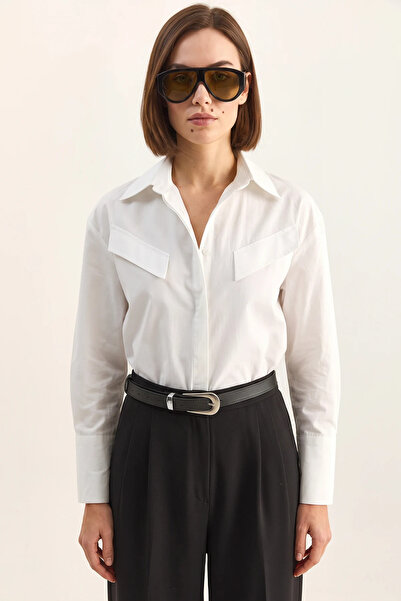 Efnaz style Women's Padded Cross-Collar Detailed Asymmetrical Wide Cuff Popli...