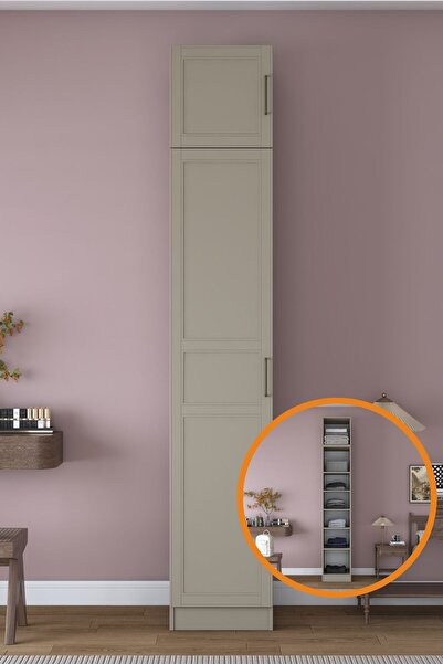 Rani Mobilya Rani BA357 Membran Kapaklı Gardırop Tek Kapaklı 6 Raflı Elbise D...