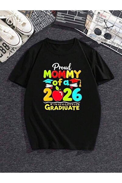 21JNRY تي شيرت برسومات "Proud Mom Of A 2026 Kindergarten Graduate" للبالغين م...