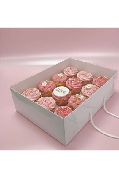 EgeConcept 12 Lİ CUP CAKE KUTUSU FULL ASETAT KAPAKLІ 35x26x11
