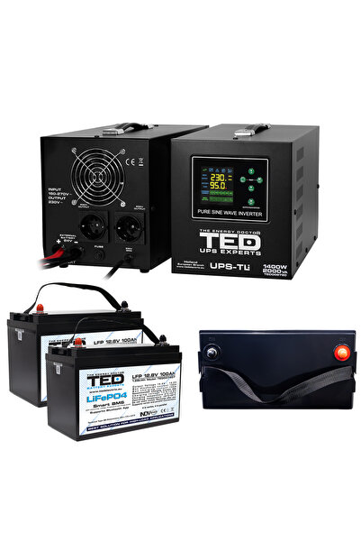 TED Electric Pachet UPS 2000VA/1400W Runtime Extins cu 2x Acumulatori Externi...