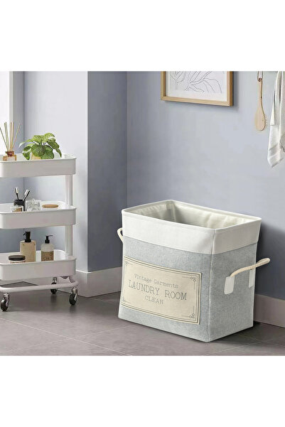 Cannon Laundry Basket Square 40x30cm 2 Tone Rope Plain Light Grey