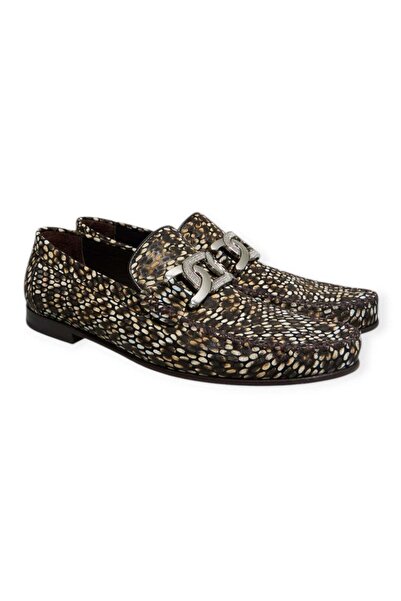 FRANCO CALVANI Brown Laceless Genuine Leather Men's Shoes