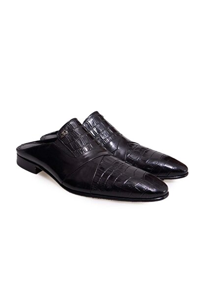 FRANCO CALVANI Black Color Laceless Genuine Leather Men's Half Shoes