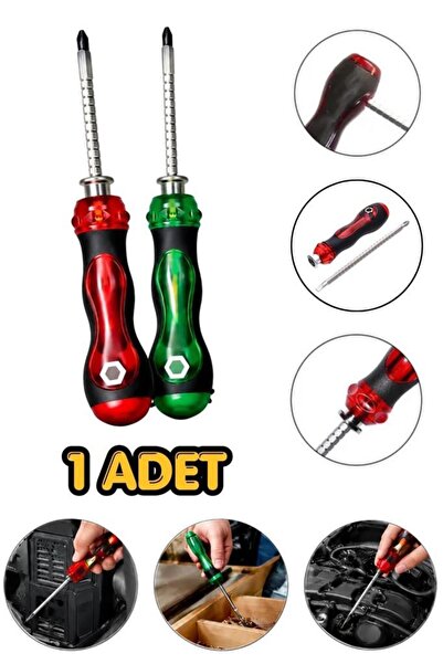 DepoMega Çift Taraflı Tornavida Çok Fonksiyonlu Kademeli SL6 PH2 Düz Yıldız U...