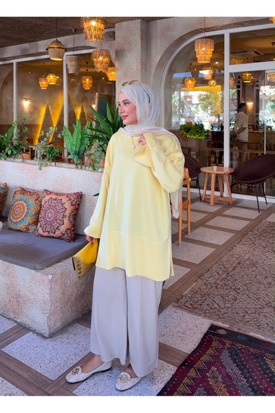 nurvina modest wear Oversize Modal Fabric Hijab Tunic with Slit Detail