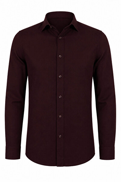 trender Long Sleeve Brown Men's Shirt 9505