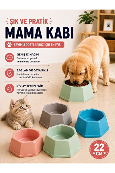 HAYHAYPETSHOP 22 CM Kedi Köpek Mama Kabı Geniş Hazneli Su ve Mama Kabı – Daya...
