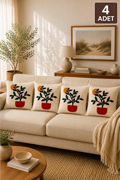 SEVMİŞ HOME Set of 4 Punch Throw Pillow Covers – Same Color and Pattern – Dec...
