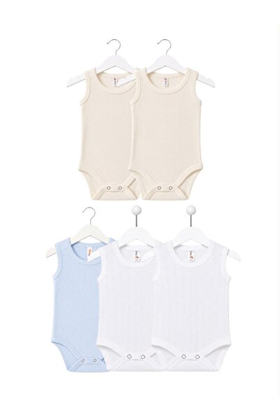H&C COOLBOY H&C 5-Pack 100% Cotton Patterned Jacquard Sleeveless Baby Bodysuit