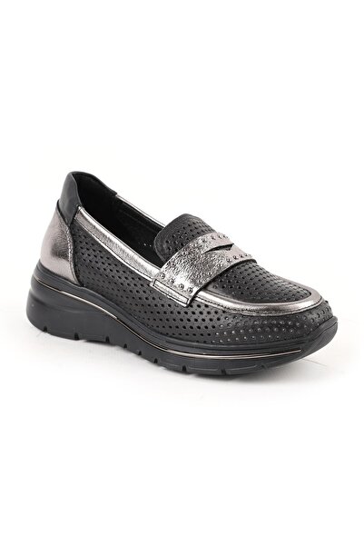 Mammamia Women's Casual Shoes Genuine Leather Laser Cut Perforated Metallic T...