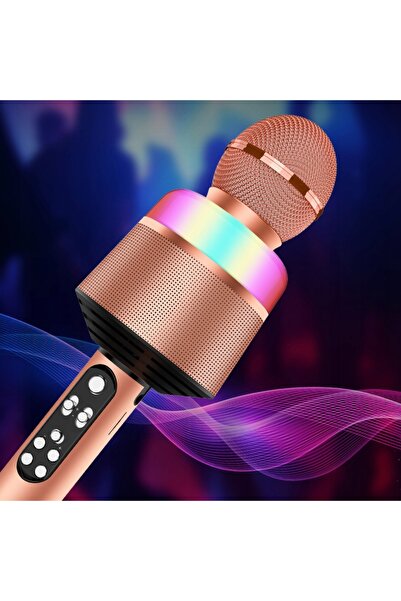 NO BRAND SET KARAOKE PREMIUM CU CĂȘTI FĂRĂ FIR, LUMINĂ LED RGB, MICROFON CU U...