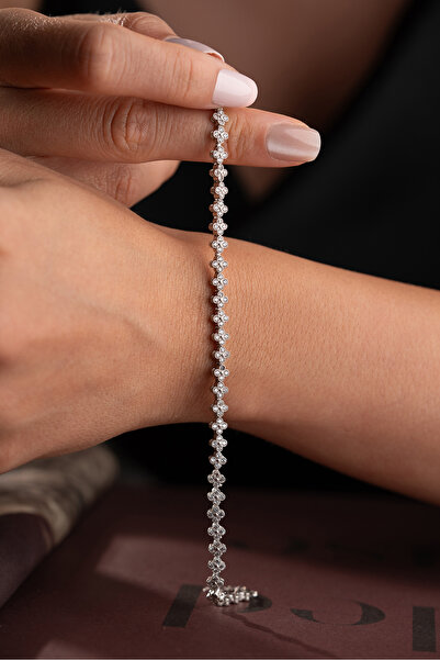 Silvano Jewelry 925 Ayar Gümüş Zerafet Model Yonca Bileklik