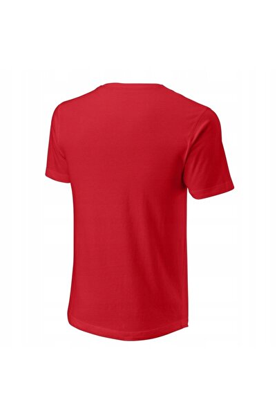 Wilson Tricou de tenis pentru bărbați, cu imprimeu text, din bumbac, roșu, mă...