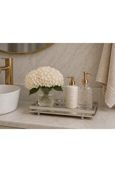 NO BRAND Tavă cu oglindă dreptunghiulară JX-1244 ARGINTIU, decorațiune pentru...