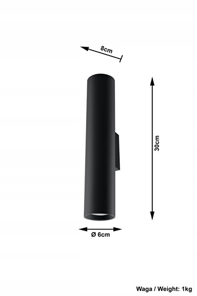 Sollux Lighting Aplică de perete minimalistă modernă LAGOS 2 negru SL.0330 SO...