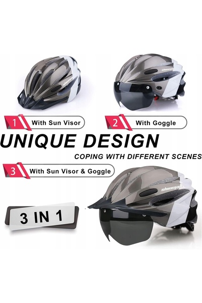 NO BRAND Casca de bicicletă Shinmax cu LED și vizor magnetic |   Unisex |   5...