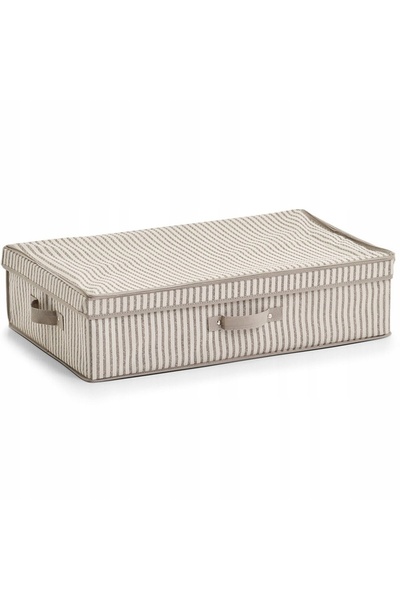 NO BRAND Cutie de depozitare cu capac Stripes, din material nețesut, bej