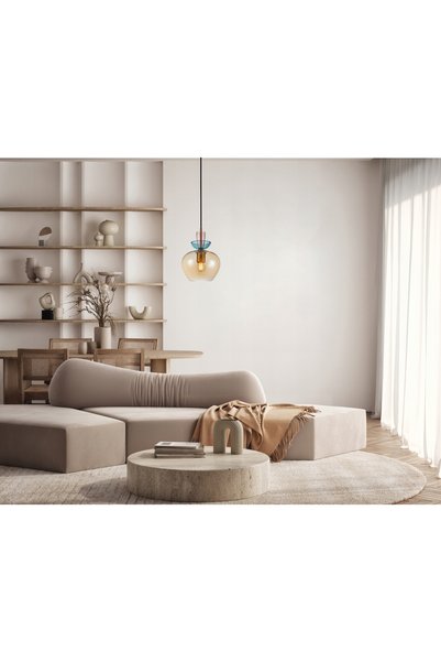 NO BRAND Lampă suspendată decorativă Italux FANDA, sticlă aurie, E27 40W