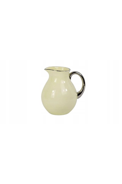 NO BRAND WAZON DZBAN MARE ECRU CU BORDURĂ ARGINTIE 21,5CM