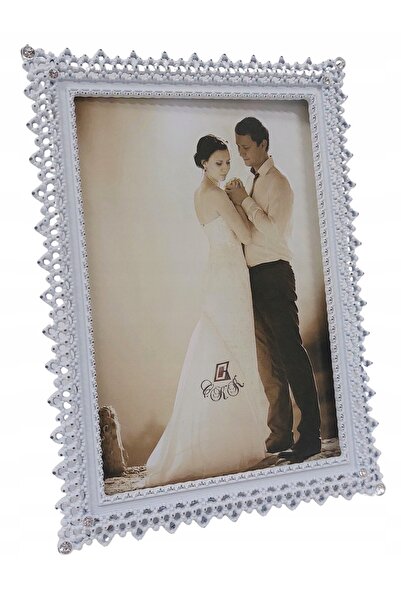 NO BRAND Rama metalică pentru fotografie 10x15, albă, de nuntă, pentru portre...