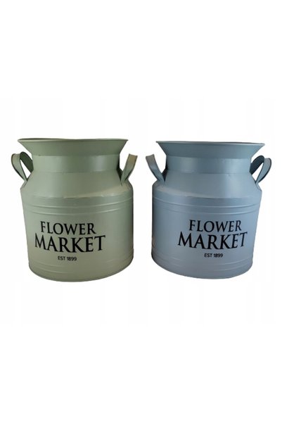 NO BRAND Jardinieră metalică albastru cu bule