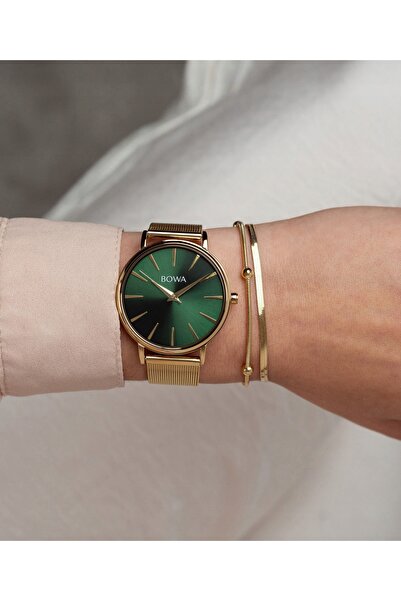 NO BRAND Set cadou BOWA Praha Green-Gold Mesh 38 (ceas + brățară)