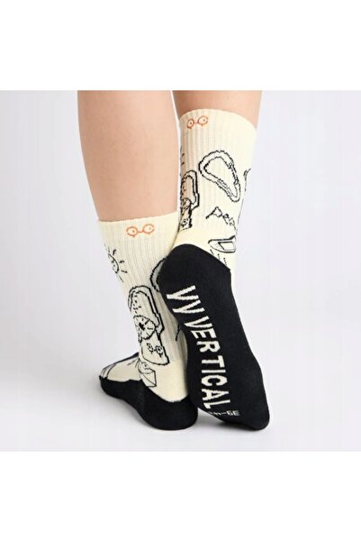 NO BRAND Skarpety Y&Y Vertical Climber Doodle - crem/negru 43-46