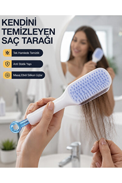 SORA GROUP Self-Cleaning Ergonomic Hair Comb – Abs Body, Silicone Teeth