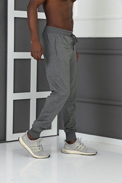ZEYMERADE Men's Anthracite Hidden Zipper Elastic Leg Cotton Sports Sweatpants