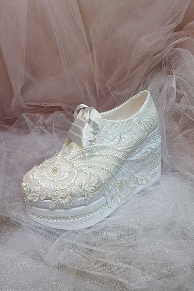 Berush Bride 603 Series Wedge Heel Peacock Model Laced Wedding Dress Shoes