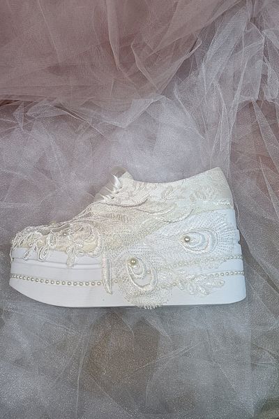 Berush Bride 603 Series Wedge Heel Peacock Model Laced Wedding Dress Shoes