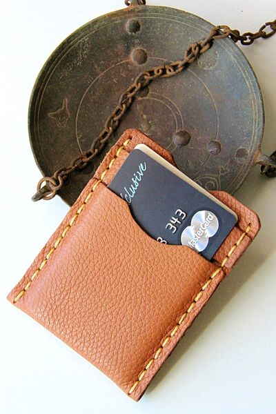 Argentum Look Handmade Genuine Leather Tan Card Holder