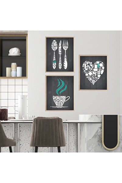 MUNİKA Ahşap Çerçeveli Mutfak 3'lütablo Seti