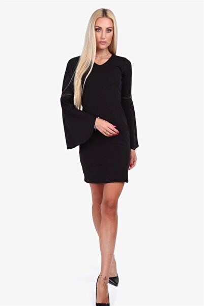 fasardi V Yaka Ispanyol Kol Mini Elbise