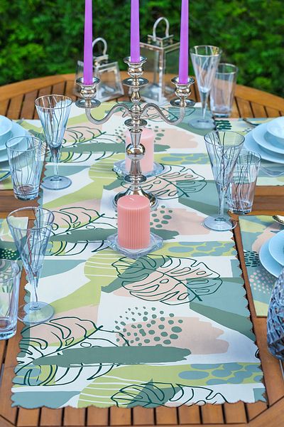 Realhomes Σετ 4+1 Soft Color Leaf Motif American Service & Runner