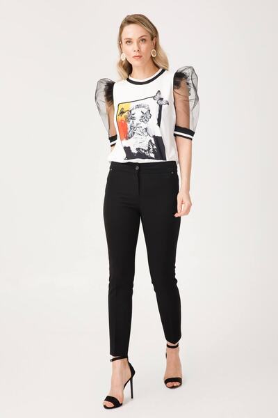 Moda İlgi Yan Cep Dar Paça Pantolon Siyah