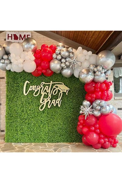 BEST PARTİ DOĞUM GÜNÜ PARTİ SÜSLERİ Balloon Chain 100 Pieces (Chrome Silver, Metallic Red, Pastel White)