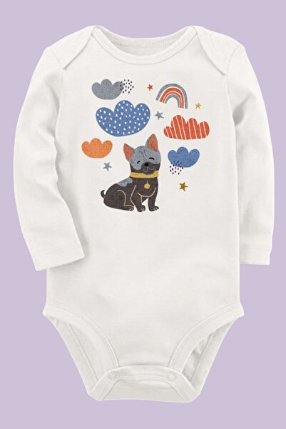 Limon Unisex Bebek Ekru Organik Baskılı Pamuklu Body Uzune221
