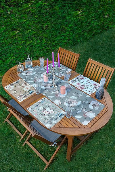 Realhomes 4+1 Colorful Floor Rose Motif American Service & Runner Set