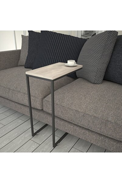 PASİFİC HOME Callen Yan Sehpa, Metal Tekerlekli Yan Sehpa ,beyaz Meşe