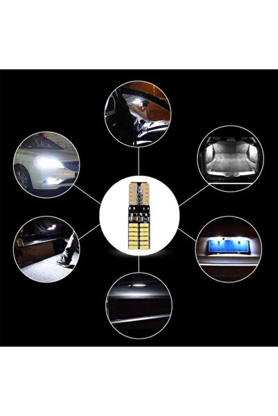 BALP Beyaz Renk 2 Adet 12v 24v Uyumlu T10 Dipsiz Led Ampul Park Ampulü Gündüz...