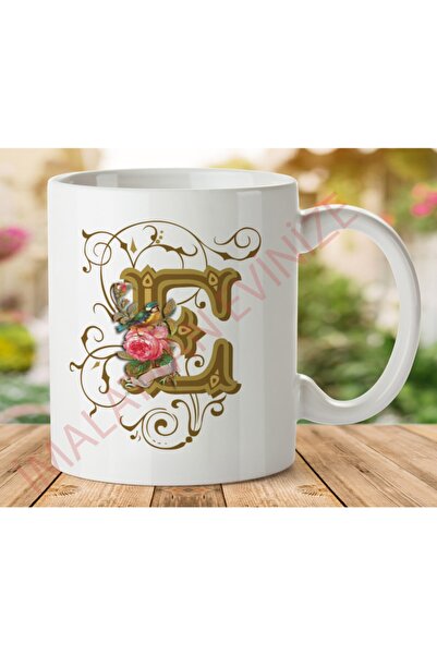 ART HEDİYE كوب مطبوع عليه حرف E على الجانبين