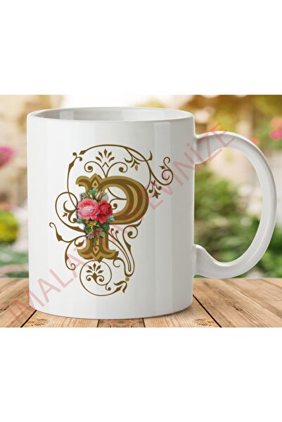 ART HEDİYE كوب مطبوع عليه حرف P على الجانبين