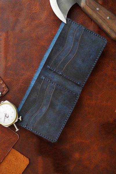 New Coast Leather 1900's Ανδρικό Μπλε Γνήσιο Δερμάτινο Χειροποίητο Δερμάτινο Πορτοφόλι