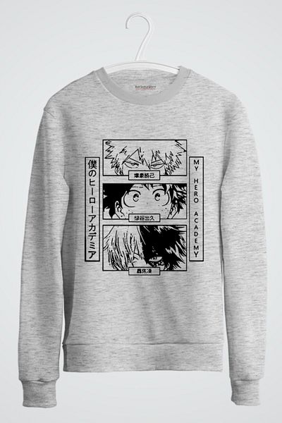 karikatürstore My Hero Academia Bakugo Izuku Todoroki Anime Printed Sweatshirt
