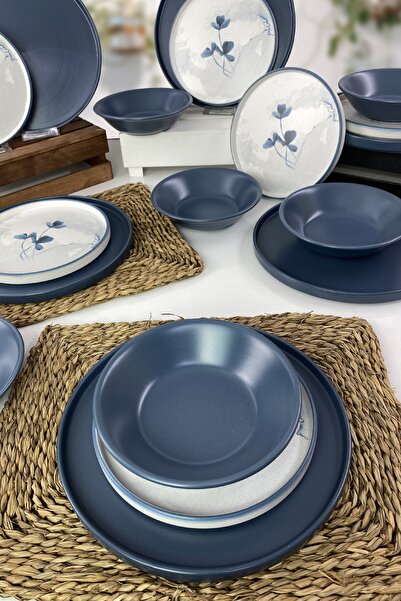 Keramika 18 Parça 6 Kişilik Stackable Yemek Takımı