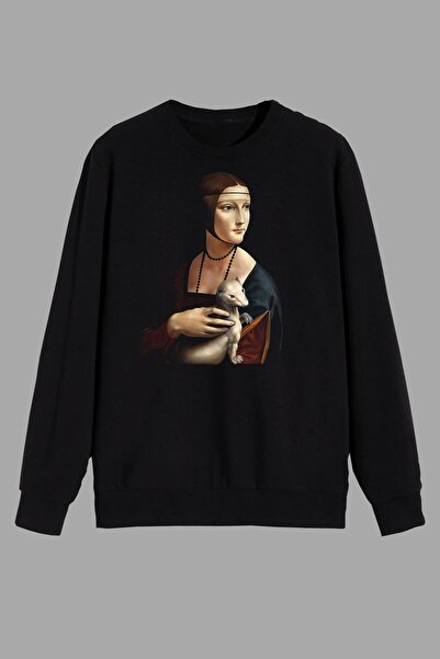 perseusshopping Арт Леонардо да Винчи Жена с ветрило Картина Отпечатана Черна...